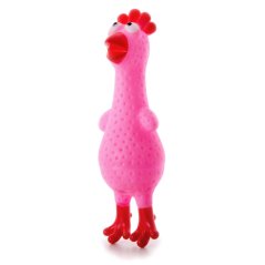 JK ANIMALS Vinylová sliepočka, ružová pískacia hračka pre psov, 18 cm