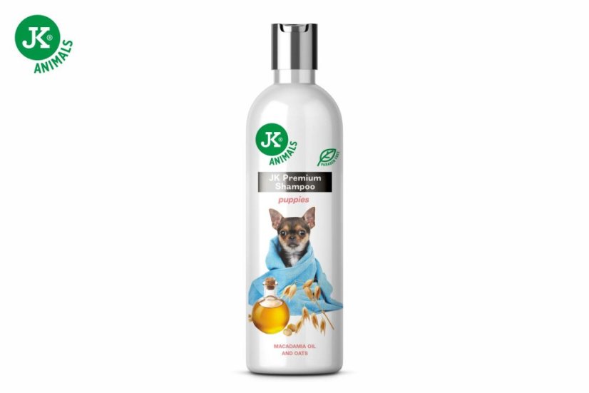 JK ANIMALS Prémiový šampón pre šteňatá s výťažkami z ovsa, makadamový olej 250 ml