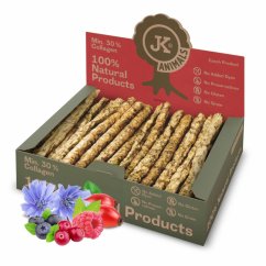 JK ANIMALS Tyč natural s dršťky a lesnými plodmi, prírodná maškrta pre psov, 850 g, 22 cm, 50 ks v boxe
