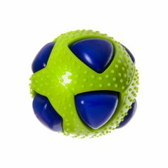 JK ANIMALS, Lopta z TPR gumy, zeleno-modrá, veľmi odolná pískacia hračka, priemer 8 cm
