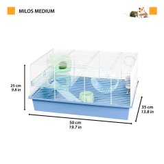 Ferplast MILOS MEDIUM klietka pre škrečky, modrá 50 x 35 x 25 cm
