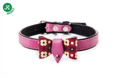 JK ANIMALS kožený obojok s mašľou, ružový, 1,4×35 cm