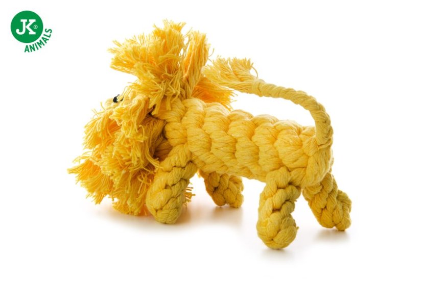 Bavlnený Lev, žltý, bavlnená hračka pre psov, 20 cm, ideálna pre aktívnu hru