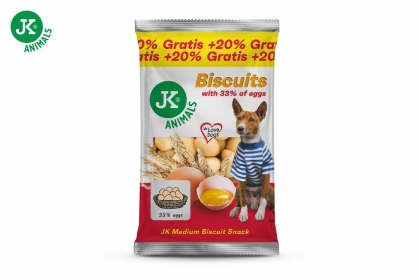 JK ANIMALS piškóty s 33 % vajec, 300 g, (250 g + 20% GRATIS)