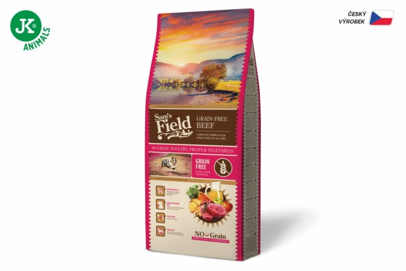13 kg, Sam's Field Grain Free Beef (Angus), superprémiové granule pre dospelých psov všetkých veľkostí a plemien, (Sams Field bez obilnín)