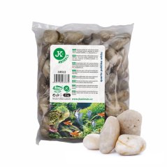 JK ANIMALS Prírodné kremenné valounky biele, do akvária a terária, 2 kg