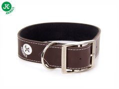 JK Široký kožený obojok LUX 38 mm/60 cm hnedý