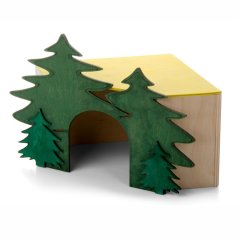 JK ANIMALS domček Les rohový pre králiky 19,5×19,5×19 cm