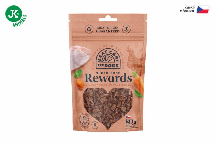 Meat Care Rewards Dog - kuracia maškrta s mrkvou a bazalkou 80 g