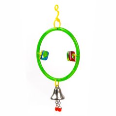JK Animals hojdačka kruh so zvončekom, plastová hračka pre vtáky 21x11 cm
