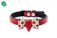 JK ANIMALS kožený obojok s mašľou, červený, 1,2×30 cm