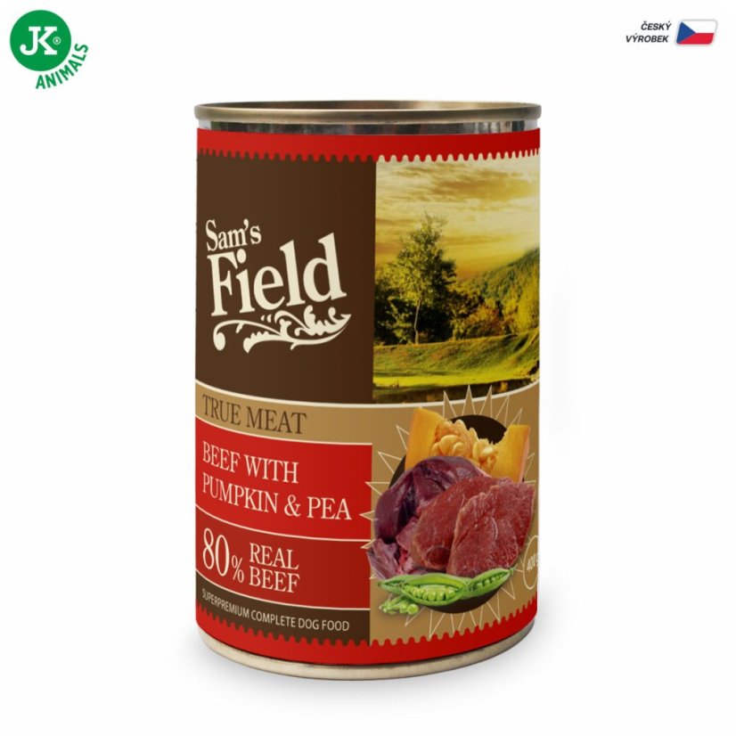 Sam's Field True Beef Meat with Pumpkin & Pea, superprémiová konzerva, 400 g (Sams Field)