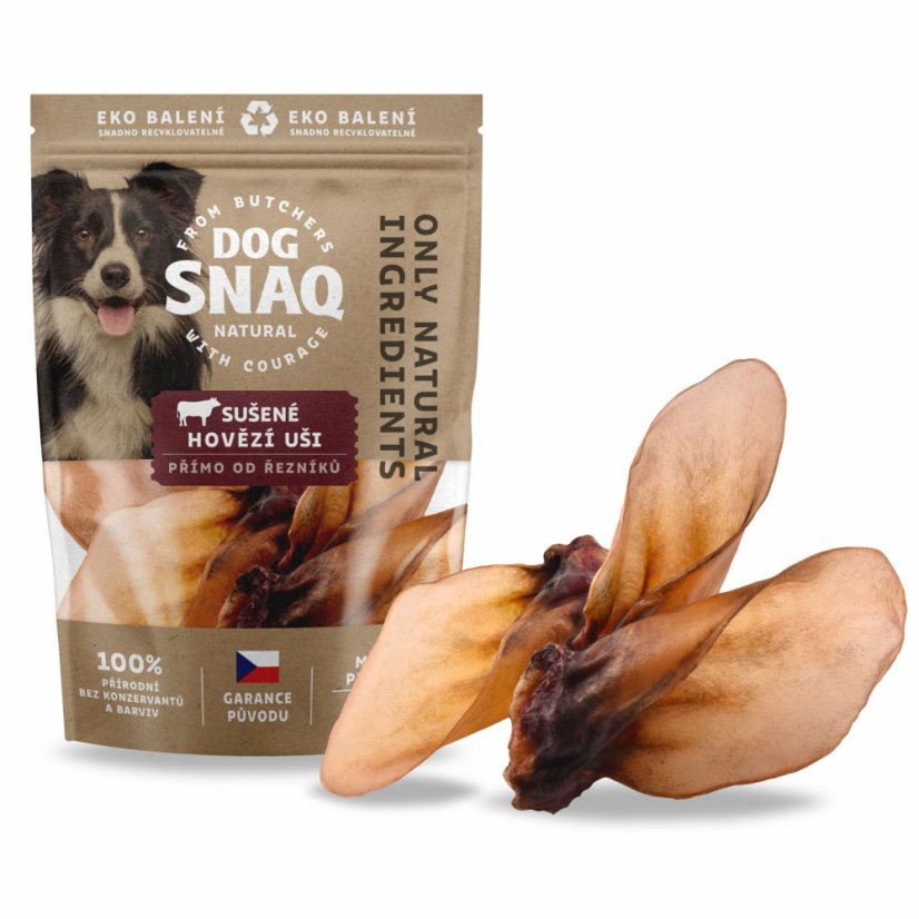 Dog Snaq - sušené hovädzie uši, 3 ks