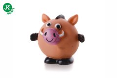 JK ANIMALS Vinylová lopta diviak, hnedá pískacia hračka pre psov, 10 cm