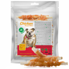 JK ANIMALS Meat Snack Chicken Wrapped Sticks, wrap s kuracím mäsom na byvolie tyčinke 500 g