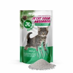 JK Green Forest Absorber, pohlcovač zápachov s vôňou zeleného lesa, 450 g, podporuje účinok podstielok
