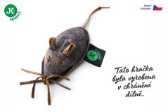 JK ANIMALS myška, textilná malá hračka pre mačky, šedá, 12 cm