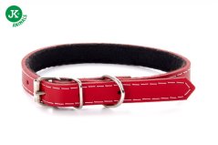 Kožený obojok JK Classic pre psov, 1,4×40 cm, červený