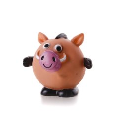 JK ANIMALS Vinylová lopta diviak, hnedá pískacia hračka pre psov, 10 cm