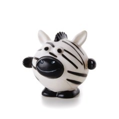 JK ANIMALS Vinylová lopta zebra, biela pískacia hračka pre psov, 10 cm