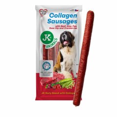 JK ANIMALS, klobásy s hovädzím, kolagénom, ryžou, hrachom, šípkom a brusnicami, 600 g