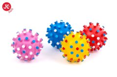 JK ANIMALS Vinylová lopta s bodlinami, pískacia hračka pre psov, 7 cm