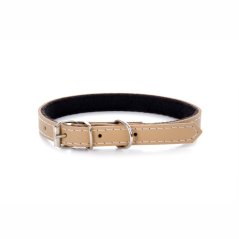 Kožený obojok JK Classic pre psov, 1,4×40 cm, natural, prírodný