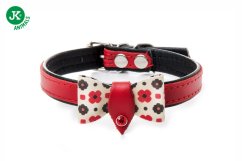 JK ANIMALS kožený obojok s mašľou, červený , 1,4×40 cm