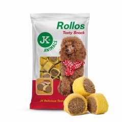 JK Animals Rollos Tasty Snack Poultry, hydinový Rollos, pečená maškrta pre psov, 500 g