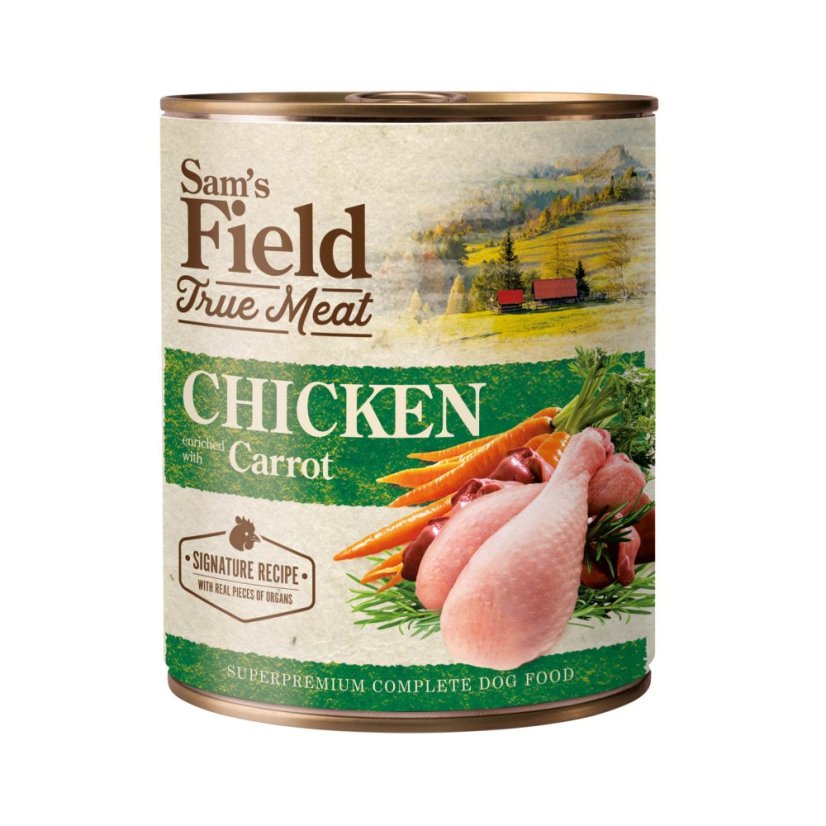 Sam's Field True Chicken Meat & Carrot, superprémiová konzerva, 800 g (Sams Field)