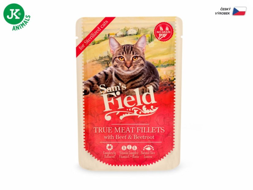 Sams Field True Meat Fillets with Beef & Beetroot for sterilized cats (Sam's Field) 85g