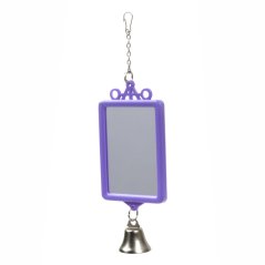 Zrkadlo obdĺžnik so zvončekom, plastová hračka pre vtáky