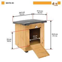 Ferplast BAITA 40 drevená búda pre psov 38,5×41,5×43,5 cm