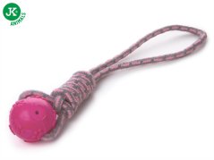 JK ANIMALS, Bavlnené preťahovadlo s TPR termoplastickej gumy a ružovou loptou, veľkosť 42 cm
