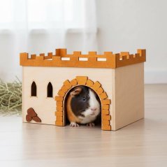 JK ANIMALS Hrad č. 3, drevený domček pre morčatá 24×18×16 cm