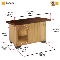 Ferplast BAITA 80 drevená búda pre psov 95,5×65×65,5 cm