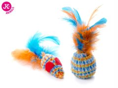 Loptička a myška s pierkom, plyšová (plastová) hračka