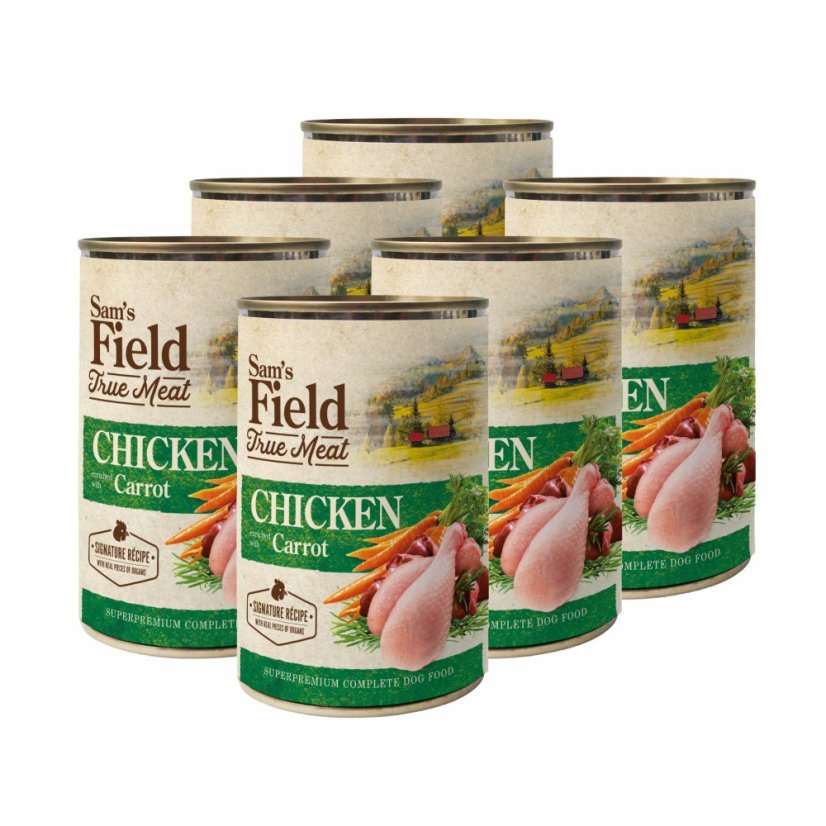 6x 400g, Sam's Field True Chicken Meat & Carrot, superprémiová konzerva, (Sams Field)