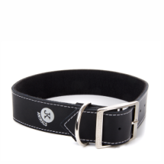 JK Široký kožený obojok LUX 43 mm/70 cm čierny