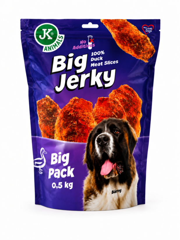 JK ANIMALS Big DUCK Jerky 100% Sušené kačacie plátky  500 g.