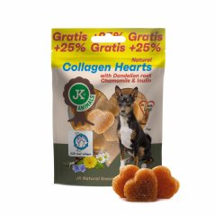JK ANIMALS, Kolagénové srdiečka s koreňom púpavy, harmančekom a inulínom, +25% Gratis, 100 g