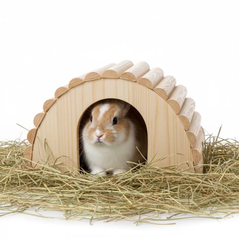 JK ANIMALS Drevený domček iglu z masívu pre králiky, 30×20×17 cm