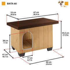 Ferplast BAITA 60 drevená búda pre psov 67×53,5×55,5 cm