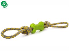 JK Bavlnené preťahovadlo s TPR zelenou kostí, odolná (gumová) hračka z termoplastickej gumy
