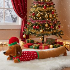 JK ANIMALS, plyšový jazvečík XL X-Mas, extra dlhá plyšová vianočná hračka pre psov 96 cm
