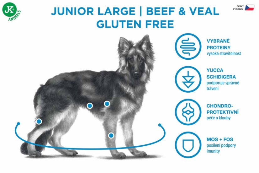2,5 kg, Sam's Field Gluten Free Beef & Veal Junior Large, superprémiové granule pre šteňatá a mladé psy veľkých a obrích plemien, (Sams Field bez lepku)