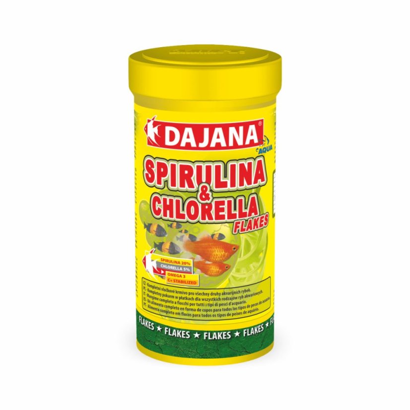Dajana Spirulina & Chlorella Flakes, vločky – krmivo, 250 ml