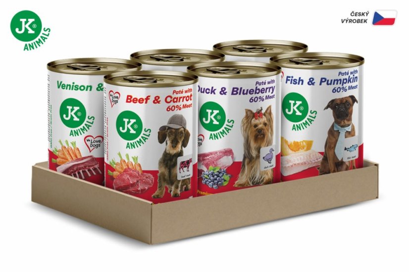 6× 400 g, JK Premium Mix, Paté with Chunks, 60 % Meat