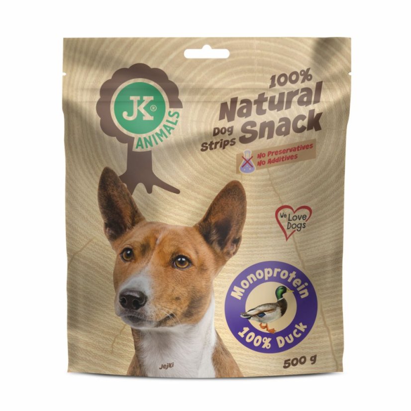 JK ANIMALS 100% Natural Snack, Monoproteín Duck, 100% kačacie, 500 g