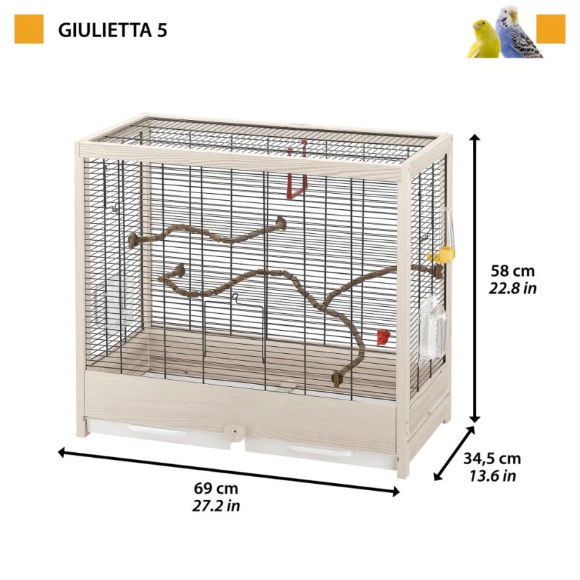Ferplast GIULIETTA 5 drevená klietka pre vtáky 69 x 34,5 x 58 cm